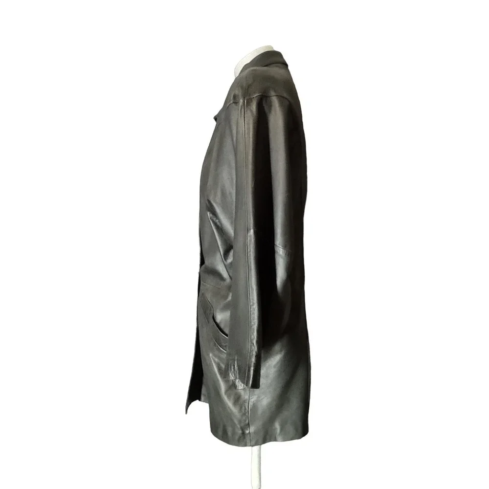 Boundary Waters Leather Coat S Mens Vintage Grunge Edgy Streetwear Black Jacket
